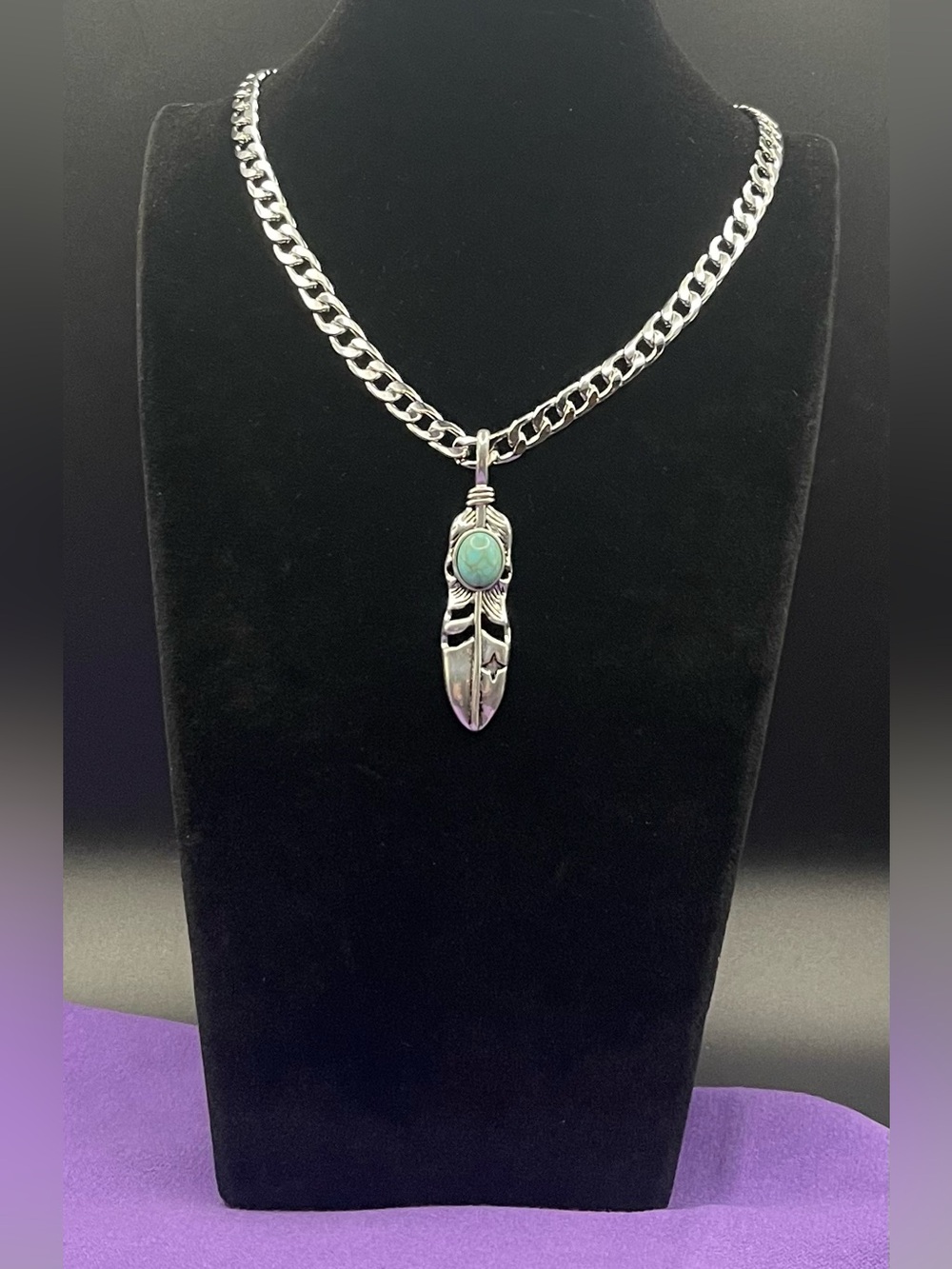 NWT CWK Jang Artisan Silver tone / Turquoise Necklace  18” with 2 1/2 “ extender